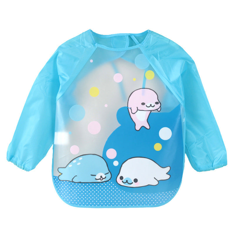 DreamShining Cartoon Baby Bibs Colorful Long Sleeve Apron Waterproof Toddler Feeding Bibs Burp Cloths Children Painting Clothes