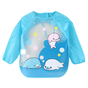 DreamShining Cartoon Baby Bibs Colorful Long Sleeve Apron Waterproof Toddler Feeding Bibs Burp Cloths Children Painting Clothes