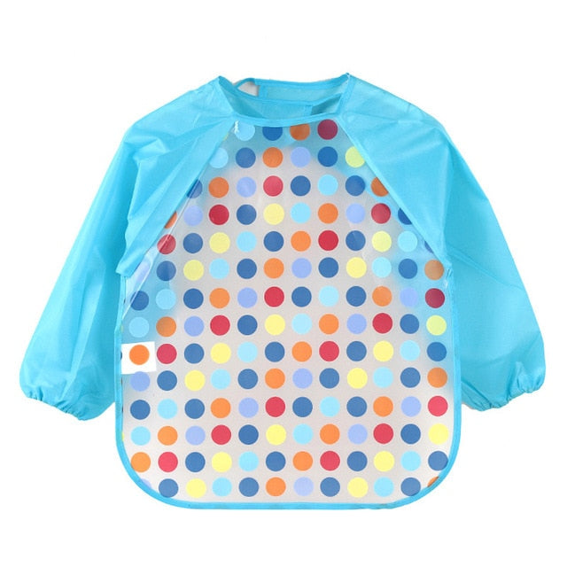 DreamShining Cartoon Baby Bibs Colorful Long Sleeve Apron Waterproof Toddler Feeding Bibs Burp Cloths Children Painting Clothes