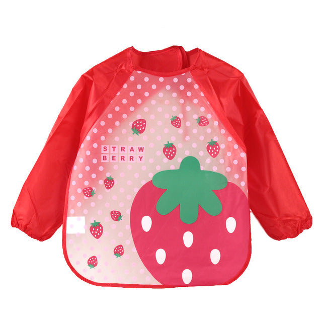 DreamShining Cartoon Baby Bibs Colorful Long Sleeve Apron Waterproof Toddler Feeding Bibs Burp Cloths Children Painting Clothes
