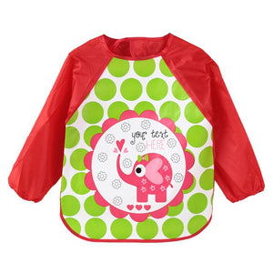 DreamShining Cartoon Baby Bibs Colorful Long Sleeve Apron Waterproof Toddler Feeding Bibs Burp Cloths Children Painting Clothes