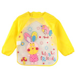 DreamShining Cartoon Baby Bibs Colorful Long Sleeve Apron Waterproof Toddler Feeding Bibs Burp Cloths Children Painting Clothes