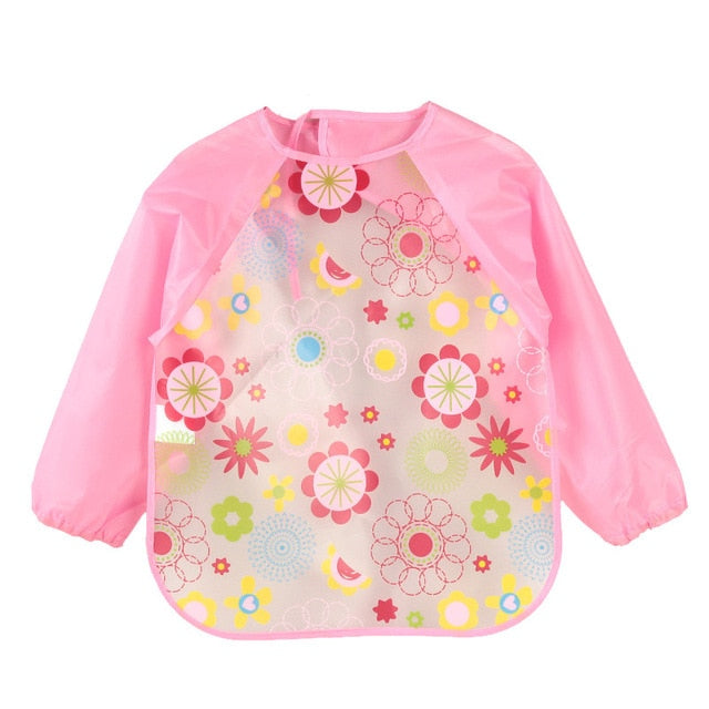 DreamShining Cartoon Baby Bibs Colorful Long Sleeve Apron Waterproof Toddler Feeding Bibs Burp Cloths Children Painting Clothes