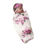 2017 Newborn Infant Baby Towel Swaddle Blanket Baby Sleeping Swaddle Muslin Wrap Headband Set