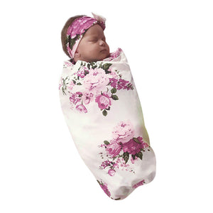 2017 Newborn Infant Baby Towel Swaddle Blanket Baby Sleeping Swaddle Muslin Wrap Headband Set