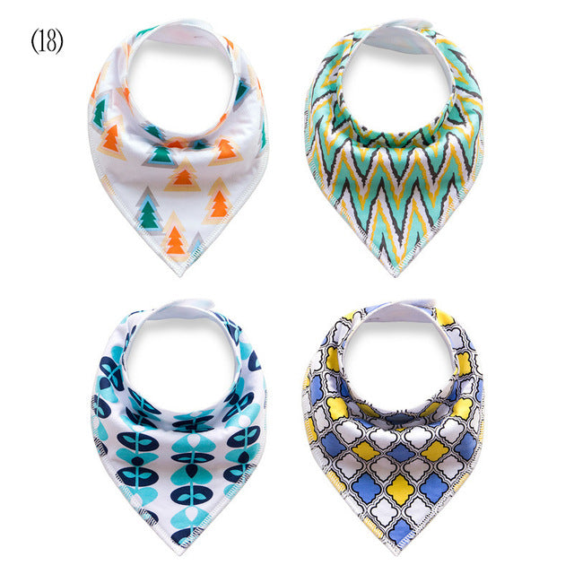 4pcs/lot Baby Bandana Bibs ins burp saliva towel cartoon Children cloths triangle cotton Boy and Girl bib babador accessories