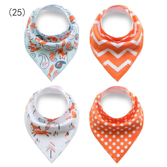 4pcs/lot Baby Bandana Bibs ins burp saliva towel cartoon Children cloths triangle cotton Boy and Girl bib babador accessories