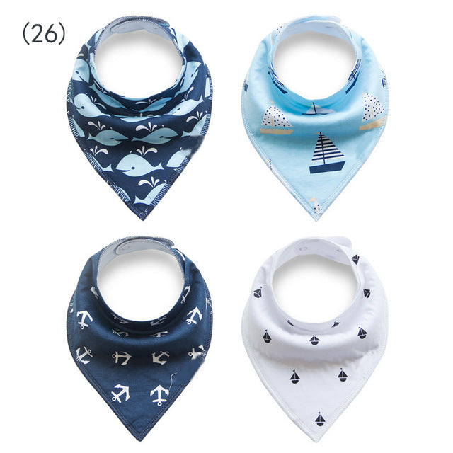 4pcs/lot Baby Bandana Bibs ins burp saliva towel cartoon Children cloths triangle cotton Boy and Girl bib babador accessories