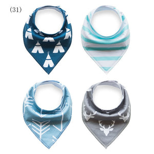 4pcs/lot Baby Bandana Bibs ins burp saliva towel cartoon Children cloths triangle cotton Boy and Girl bib babador accessories