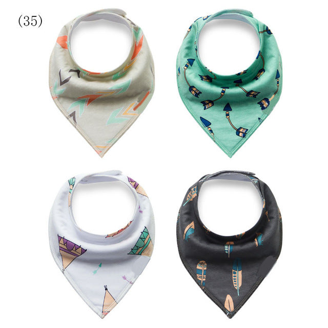 4pcs/lot Baby Bandana Bibs ins burp saliva towel cartoon Children cloths triangle cotton Boy and Girl bib babador accessories