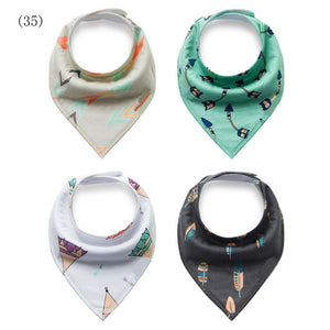 4pcs/lot Baby Bandana Bibs ins burp saliva towel cartoon Children cloths triangle cotton Boy and Girl bib babador accessories
