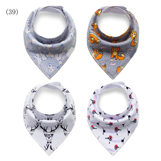 4pcs/lot Baby Bandana Bibs ins burp saliva towel cartoon Children cloths triangle cotton Boy and Girl bib babador accessories