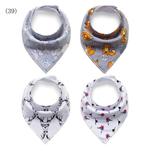 4pcs/lot Baby Bandana Bibs ins burp saliva towel cartoon Children cloths triangle cotton Boy and Girl bib babador accessories