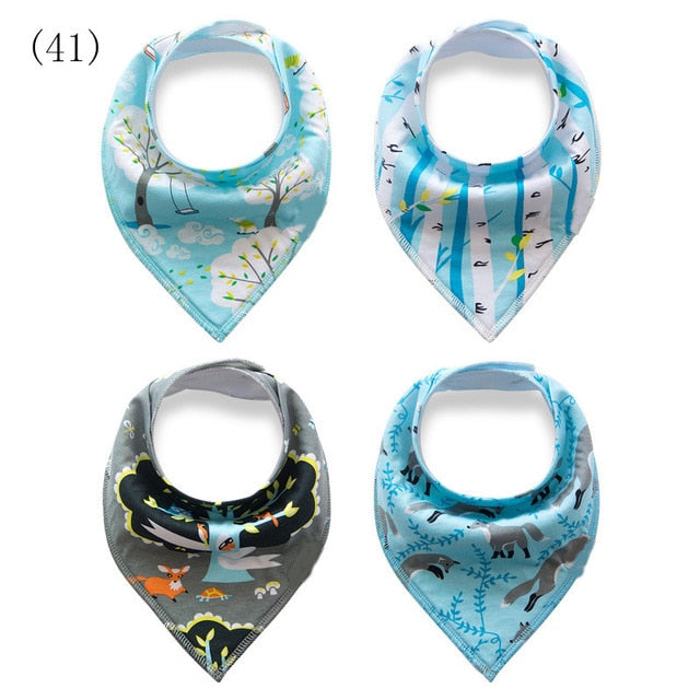 4pcs/lot Baby Bandana Bibs ins burp saliva towel cartoon Children cloths triangle cotton Boy and Girl bib babador accessories