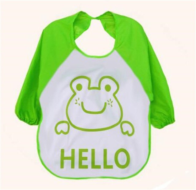 1Pc Kids Child Cartoon Feeding Bib Soft Waterproof Bibs Baby Long Sleeve Smock Apron