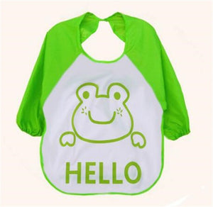 1Pc Kids Child Cartoon Feeding Bib Soft Waterproof Bibs Baby Long Sleeve Smock Apron