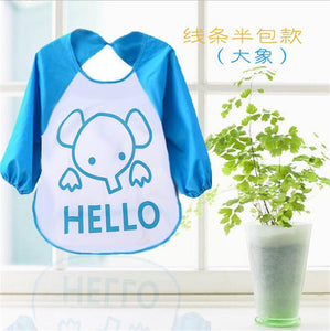 1Pc Kids Child Cartoon Feeding Bib Soft Waterproof Bibs Baby Long Sleeve Smock Apron