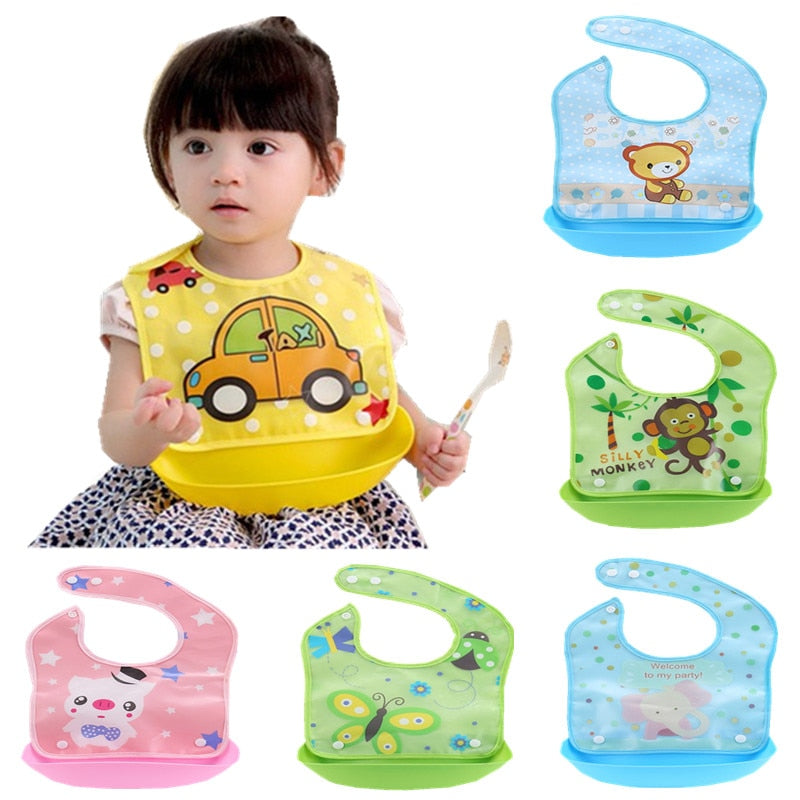 Cartoon Newborn Baby Bibs Silicone Waterproof  Baby Feeding Bib Boy Girl Bavoir Bib Infantil Menina Baberos Bebes Bandana Apron