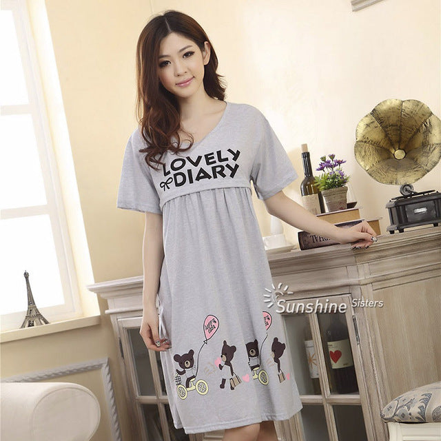 Sleepwear Pregnant Women Pajamas Nursing Nightgown