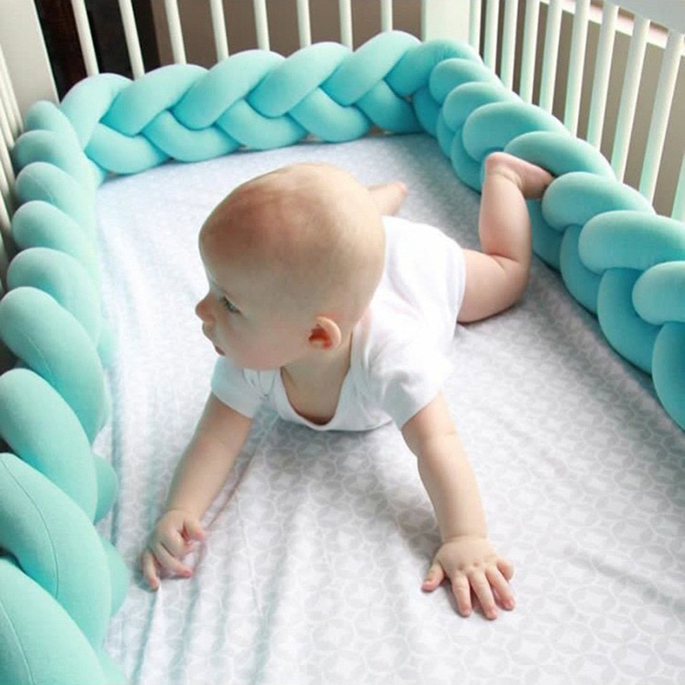100cm Newborn Baby Bed Bumper Crib Protector Weaving Knot Bumpers for Baby Kids Safety Bedding Accessories Infant Room Decor