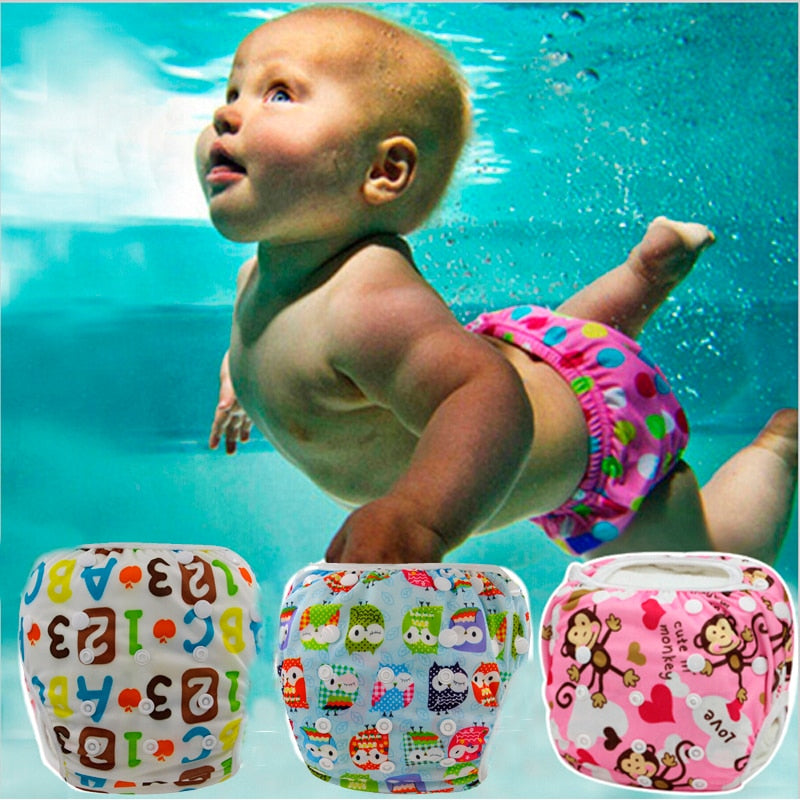 Ohbabyka Baby Swim Diaper Waterproof Adjustable Cloth Diapers Pool Pant Swimming Diaper Cover Reusable Washable Baby Nappies