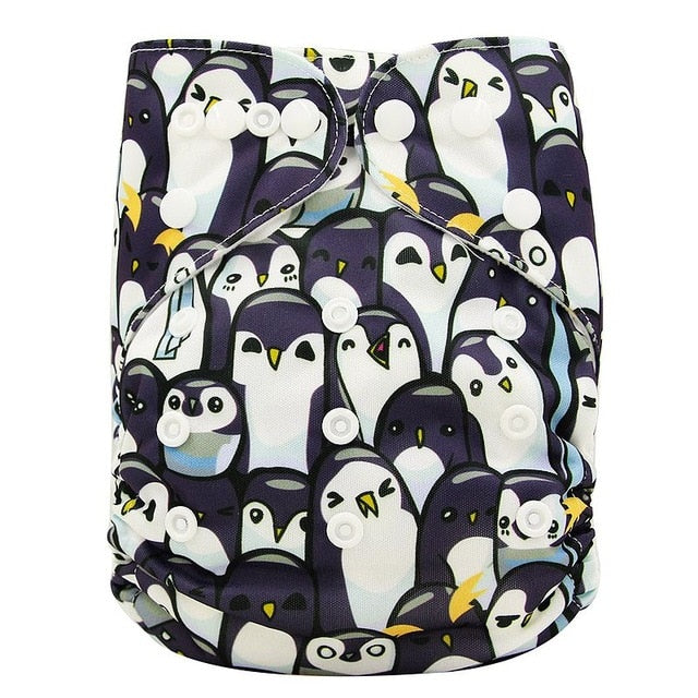 Ohbabyka Baby Diapers Reusable Nappies Changing Christmas Unicorn Print Newborn Cloth Diaper Washable Pocket Diaper Cover
