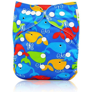 Ohbabyka Baby Diapers Reusable Nappies Changing Christmas Unicorn Print Newborn Cloth Diaper Washable Pocket Diaper Cover