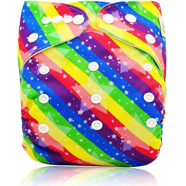 Ohbabyka Baby Diapers Reusable Nappies Changing Christmas Unicorn Print Newborn Cloth Diaper Washable Pocket Diaper Cover