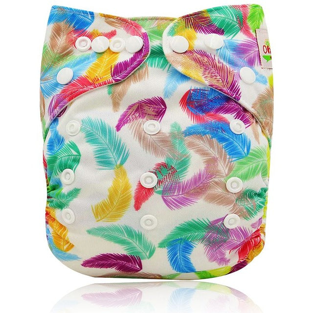 Ohbabyka Baby Diapers Reusable Nappies Changing Christmas Unicorn Print Newborn Cloth Diaper Washable Pocket Diaper Cover