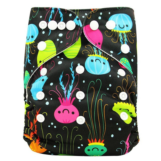 Ohbabyka Baby Diapers Reusable Nappies Changing Christmas Unicorn Print Newborn Cloth Diaper Washable Pocket Diaper Cover