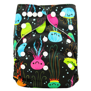 Ohbabyka Baby Diapers Reusable Nappies Changing Christmas Unicorn Print Newborn Cloth Diaper Washable Pocket Diaper Cover