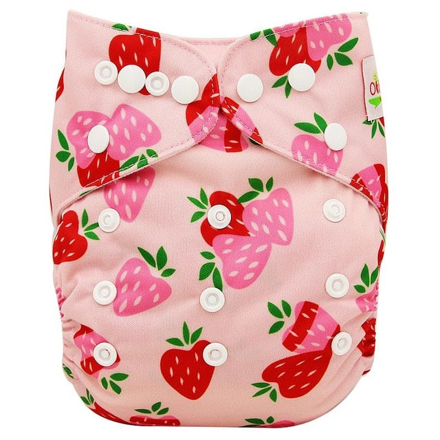 Ohbabyka Baby Diapers Reusable Nappies Changing Christmas Unicorn Print Newborn Cloth Diaper Washable Pocket Diaper Cover