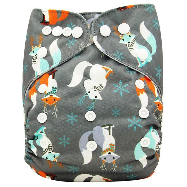 Ohbabyka Baby Diapers Reusable Nappies Changing Christmas Unicorn Print Newborn Cloth Diaper Washable Pocket Diaper Cover