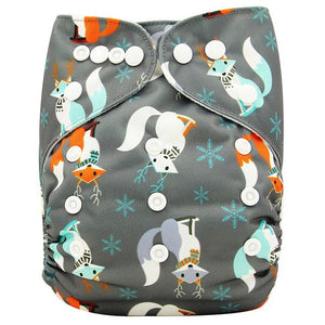 Ohbabyka Baby Diapers Reusable Nappies Changing Christmas Unicorn Print Newborn Cloth Diaper Washable Pocket Diaper Cover