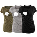 Maternity Top Striped Breastfeeding Tee Shirt