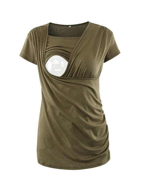Maternity Top Striped Breastfeeding Tee Shirt