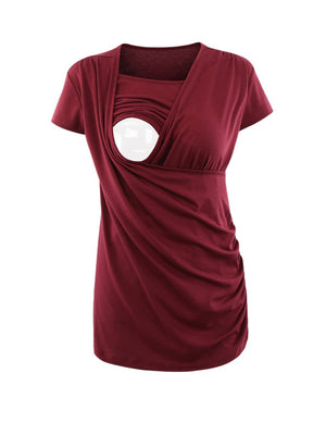 Maternity Top Striped Breastfeeding Tee Shirt