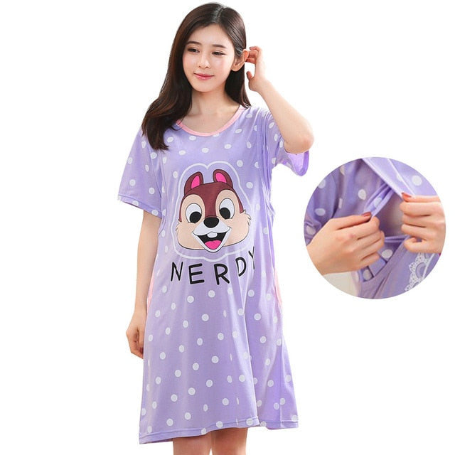 Sleepwear Pregnant Women Pajamas Nursing Nightgown