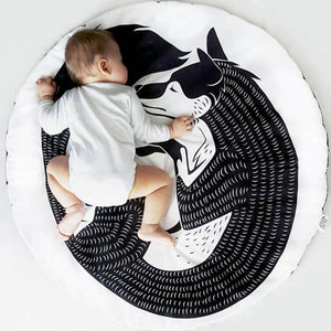 Cartoon Baby Round Play Mat Winter Floor Blanket Cotton Newborn Crawling Pad Infant Warm Bedding