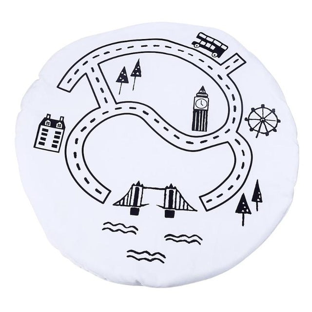 Cartoon Baby Round Play Mat Winter Floor Blanket Cotton Newborn Crawling Pad Infant Warm Bedding