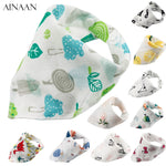 Newborn Baby Bibs Cartoon Cotton Infant Girls Boys Unisex Toddler Triangle Scarf Saliva Towel Bandana Burp Clothes for Feeding