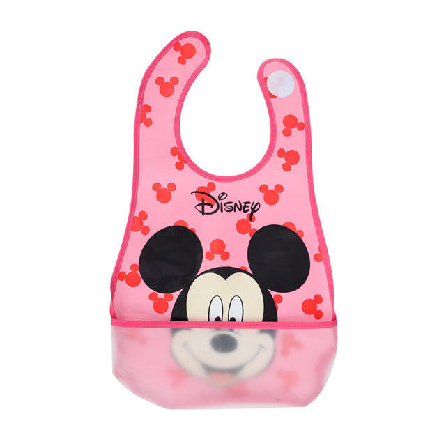 Disney Water-proof Baby Bibs Mickey Burp Saliva Towel Minnie Cartoon Children Cloths Cotton Boy And Girl Bib Babador Accessories